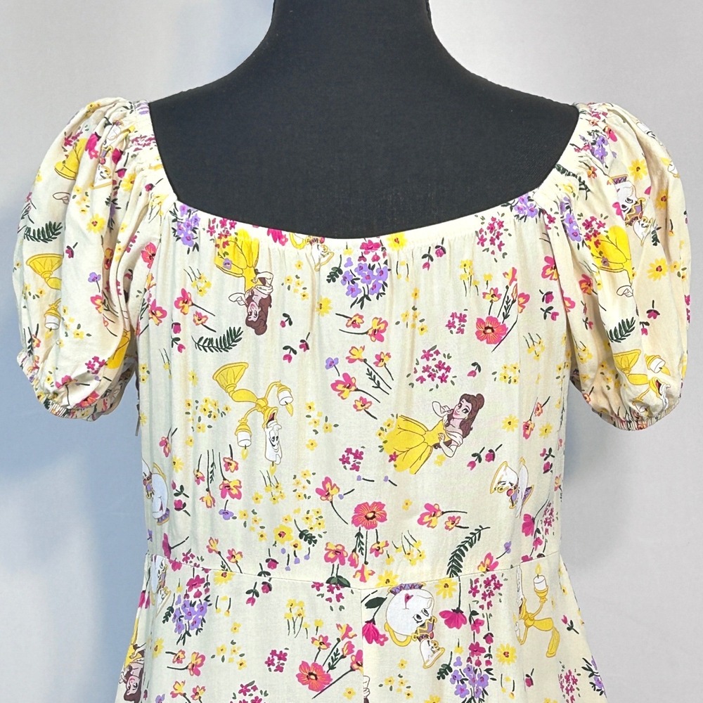 Disney Princess Milkmaid Derby Dress Beauty and the Beast Fit Flare Puff Sleeve - Picture 5 of 10